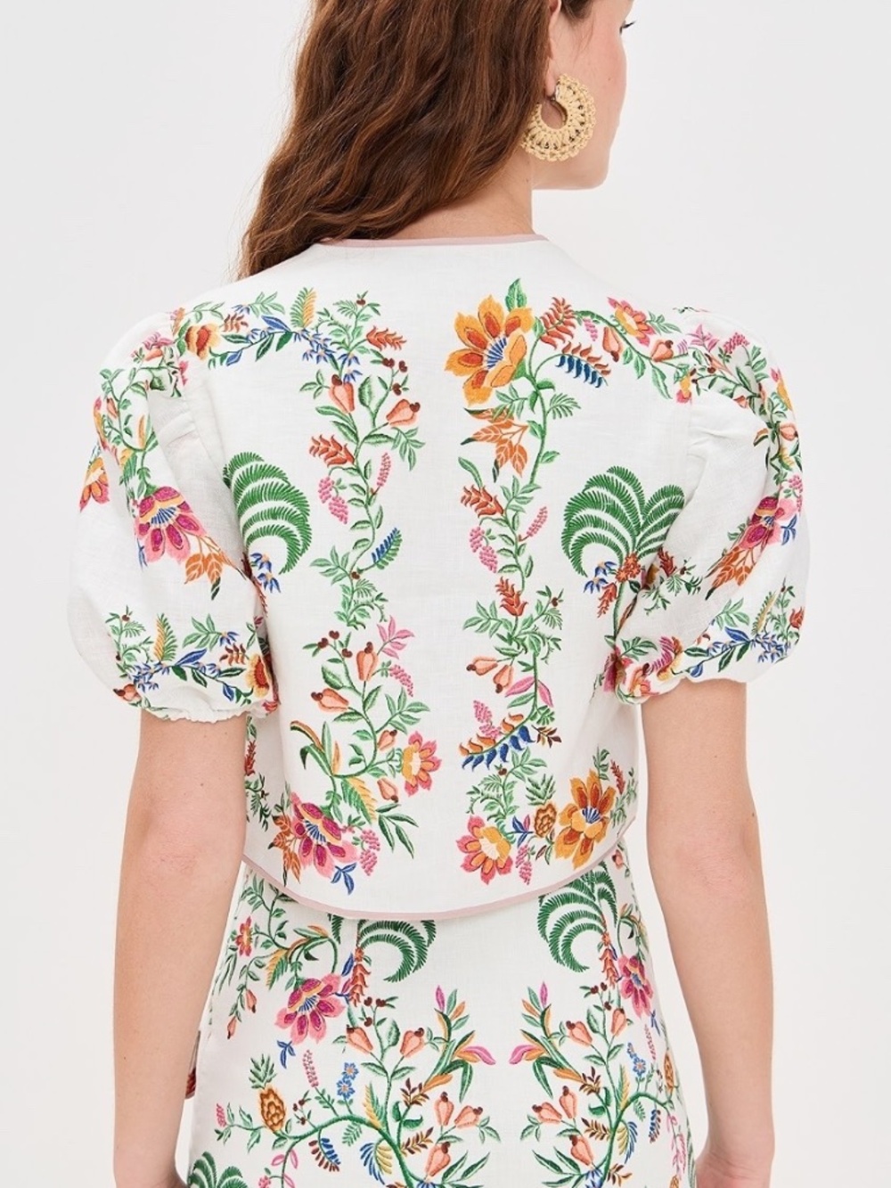 Farm Rio Delicate Forest Scarves Blouse in Off White Size S NWT - Picture 2 of 15